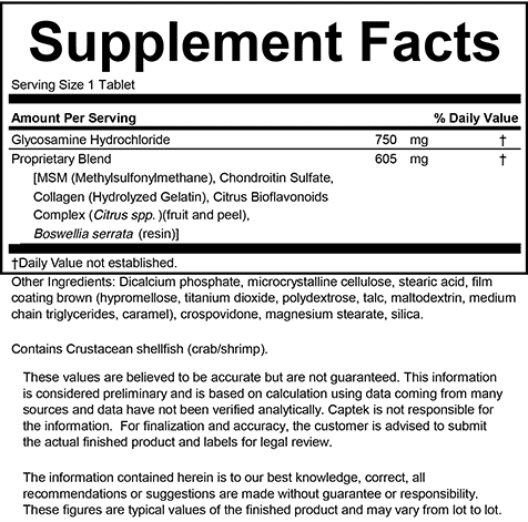 Glucosamine Chondroitin MSM supplement facts